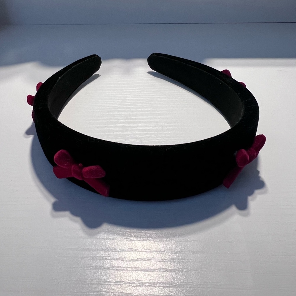 2/$20 Elegant Black velvet Headband with Red Bows